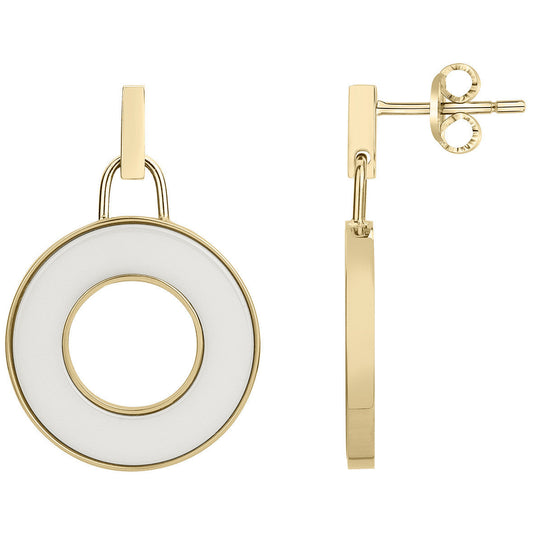 B.O. ACIER PVD JAUNE CERAM.BLANCHE - Bijouterie Cordier