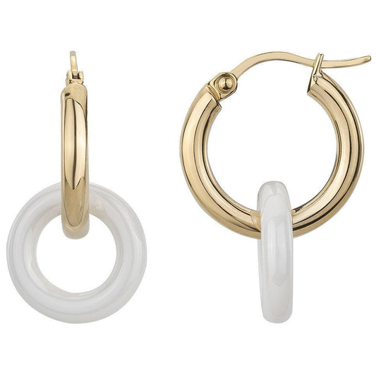B.O. ACIER PVD JAUNE ET CERAMIQUE BLANCHE - Bijouterie Cordier