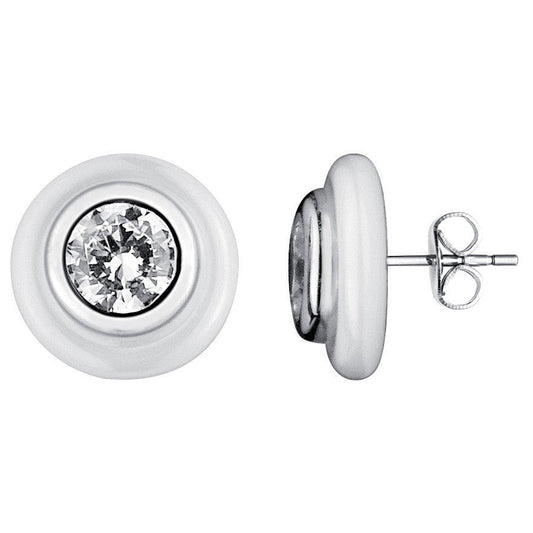 BO ARGT.CERCLE CERAM BLANCHE ET OZ - Bijouterie Cordier
