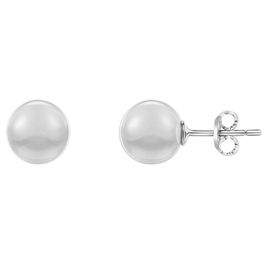 BO ARGT PUCE BOULE CERAM 8MM BLANCHE - Bijouterie Cordier