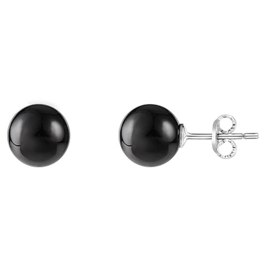 BO ARGT PUCE BOULE CERAM 8MM NOIRE - Bijouterie Cordier