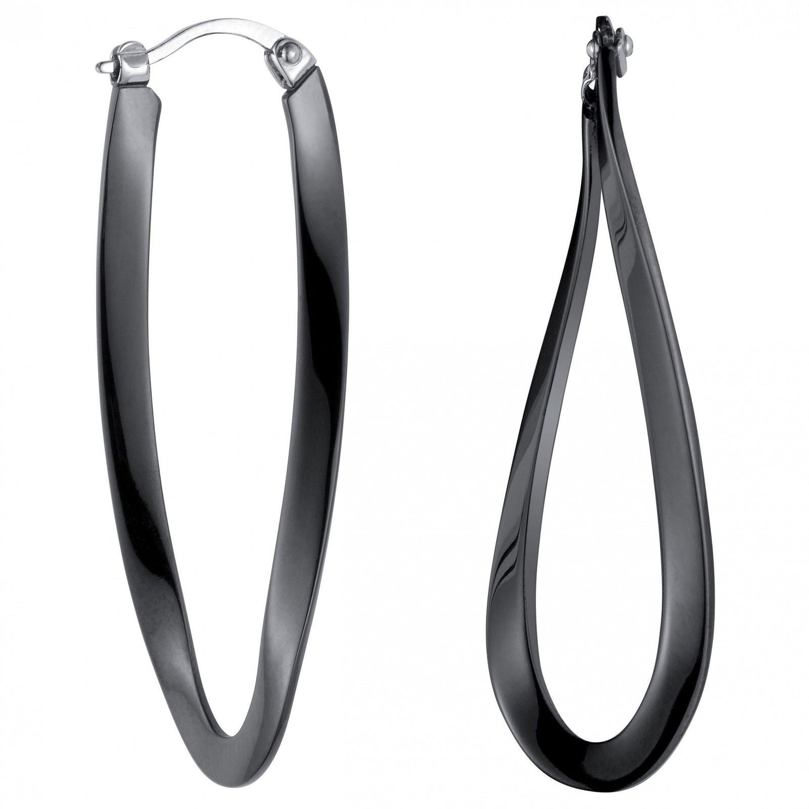 B.O CREOLES ACIER TORSADEES IP BLACK - Bijouterie Cordier