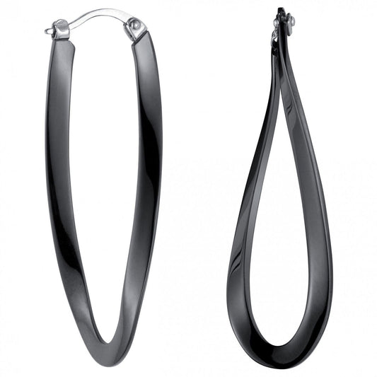 B.O CREOLES ACIER TORSADEES IP BLACK - Bijouterie Cordier