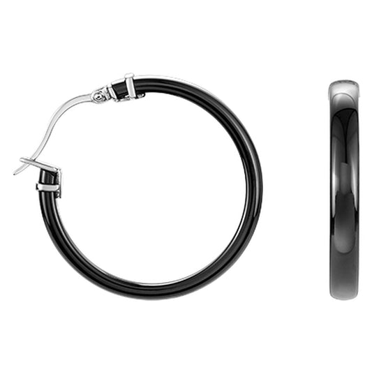 B.O CREOLES CERAM LISSE NOIRE - Bijouterie Cordier