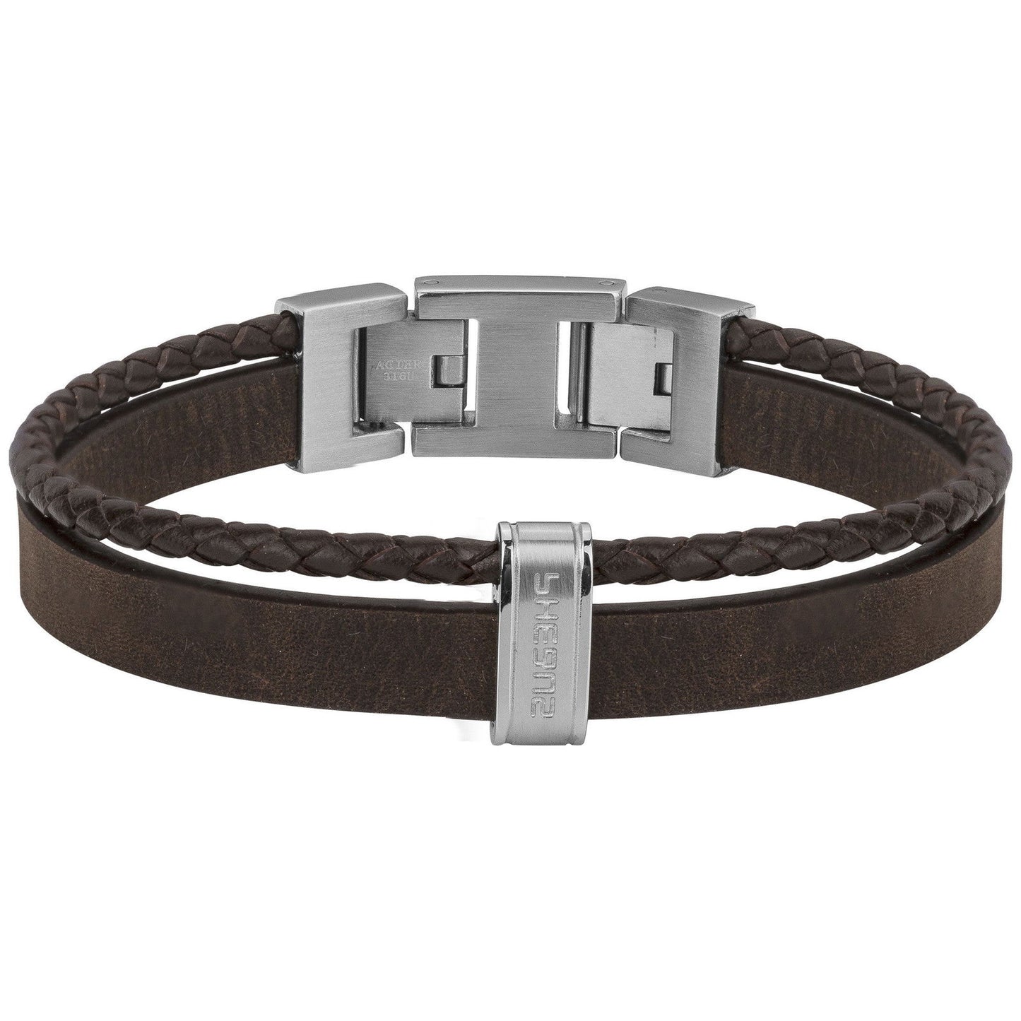BRAC.AC. ET CUIR NUBUCK + CUIR SYNTHETIQUE TRESSE MARRON-19+1.5cm