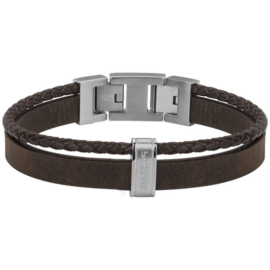 BRAC.AC. ET CUIR NUBUCK + CUIR SYNTHETIQUE TRESSE MARRON-19+1.5cm