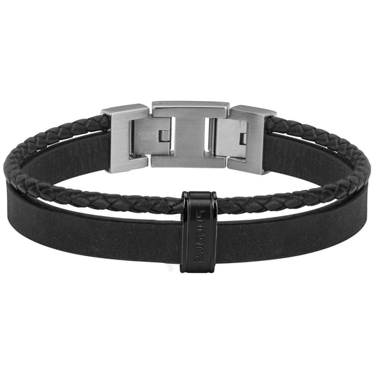 BRAC.AC. ET CUIR NUBUCK + CUIR SYNTHETIQUE TRESSE NOIR-19+1.5cm