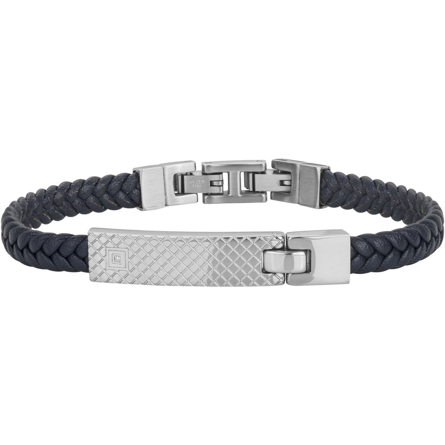 BRAC.ACIER CUIR ET 1 DTS 0,005CTS-19.5+1.3CM