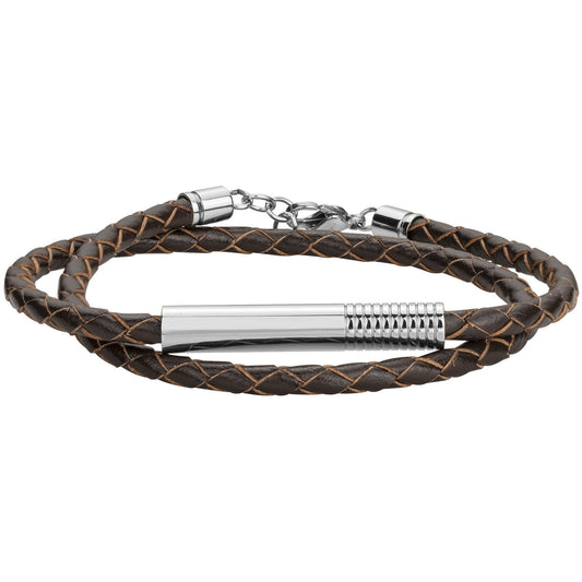 BRAC.ACIER CUIR SYNTH. MARRON-20+3CM