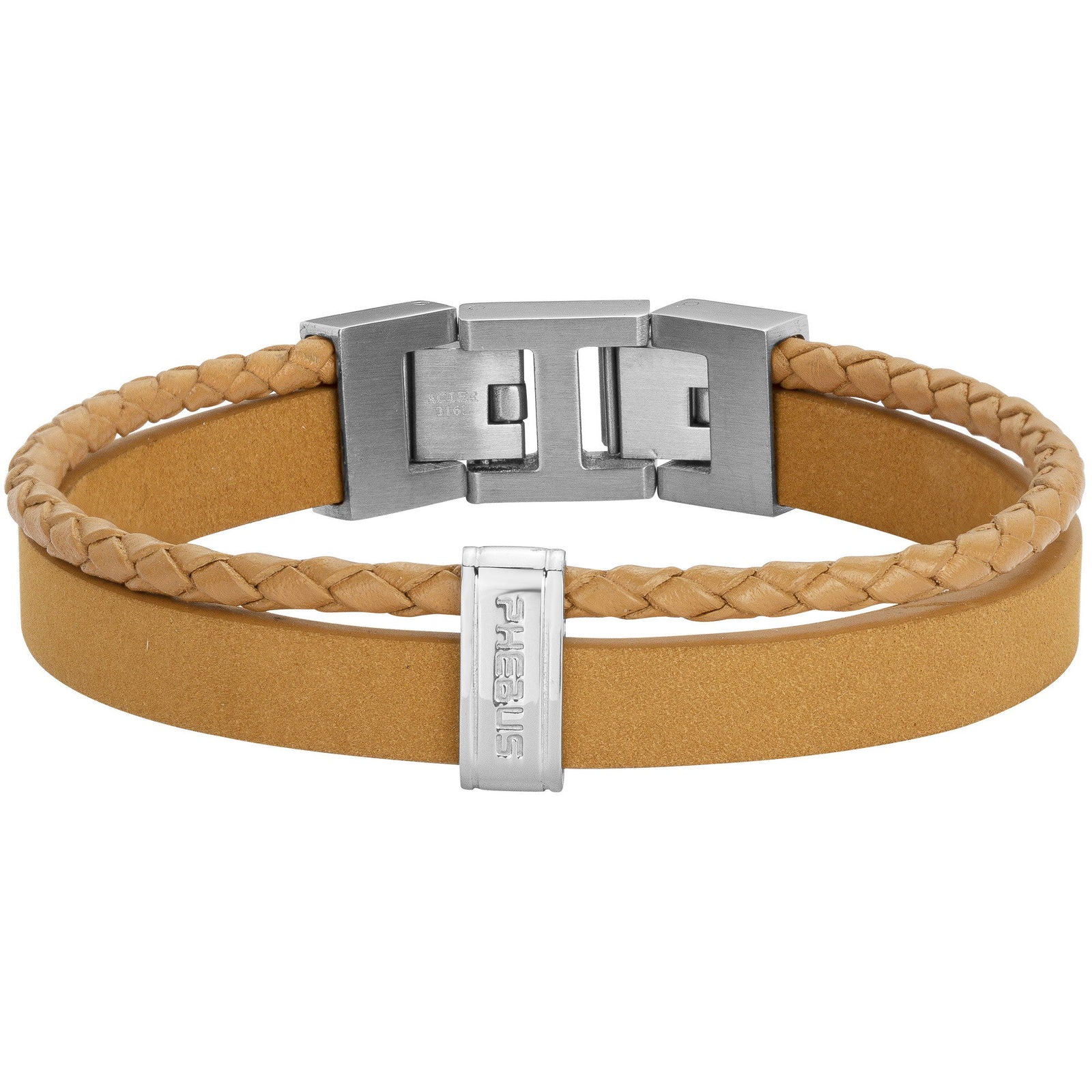 BRAC.ACIER ET CUIR CARAMEL-19+1,5CM