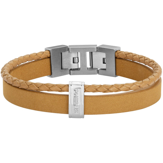 BRAC.ACIER ET CUIR CARAMEL-19+1,5CM