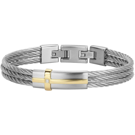 BRAC.ACIER IPG DIAMANT 0,005CTS ET CABLE-19,5+1,5CM