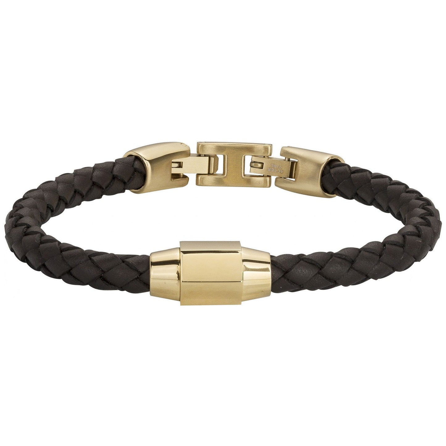 BRAC.ACIER IPG ET CUIR MARRON-20+1,5CM