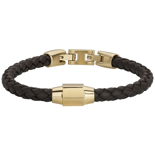 BRAC.ACIER IPG ET CUIR MARRON-20+1,5CM