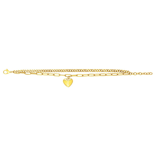 BRAC.ACIER IPG MULTI CHAINES PEND.COEUR-17+3CM