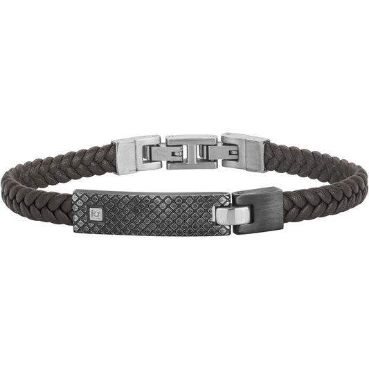 BRAC.ACIER IP VINTAGE, CUIR ET 1 DTS 0,005CTS-19.5+1.5CM