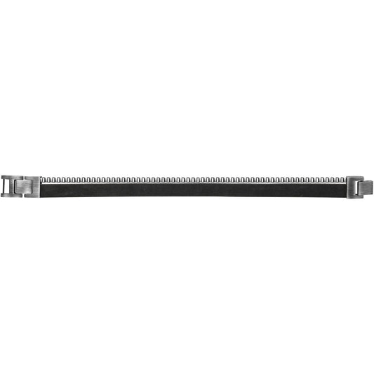 BRAC.ACIER IP VINTAGE ET CUIR NOIR-19+1,5CM