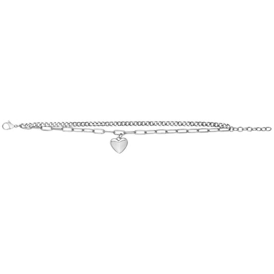 BRAC.ACIER MULTI CHAINES PEND.COEUR-17+3CM