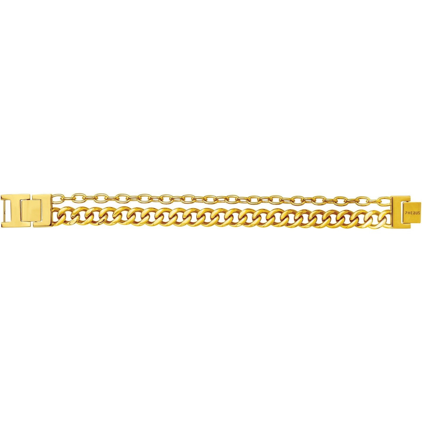BRAC.ACIER PVD JAUNE DOUBLE CHAINE-18,5+1,5CM