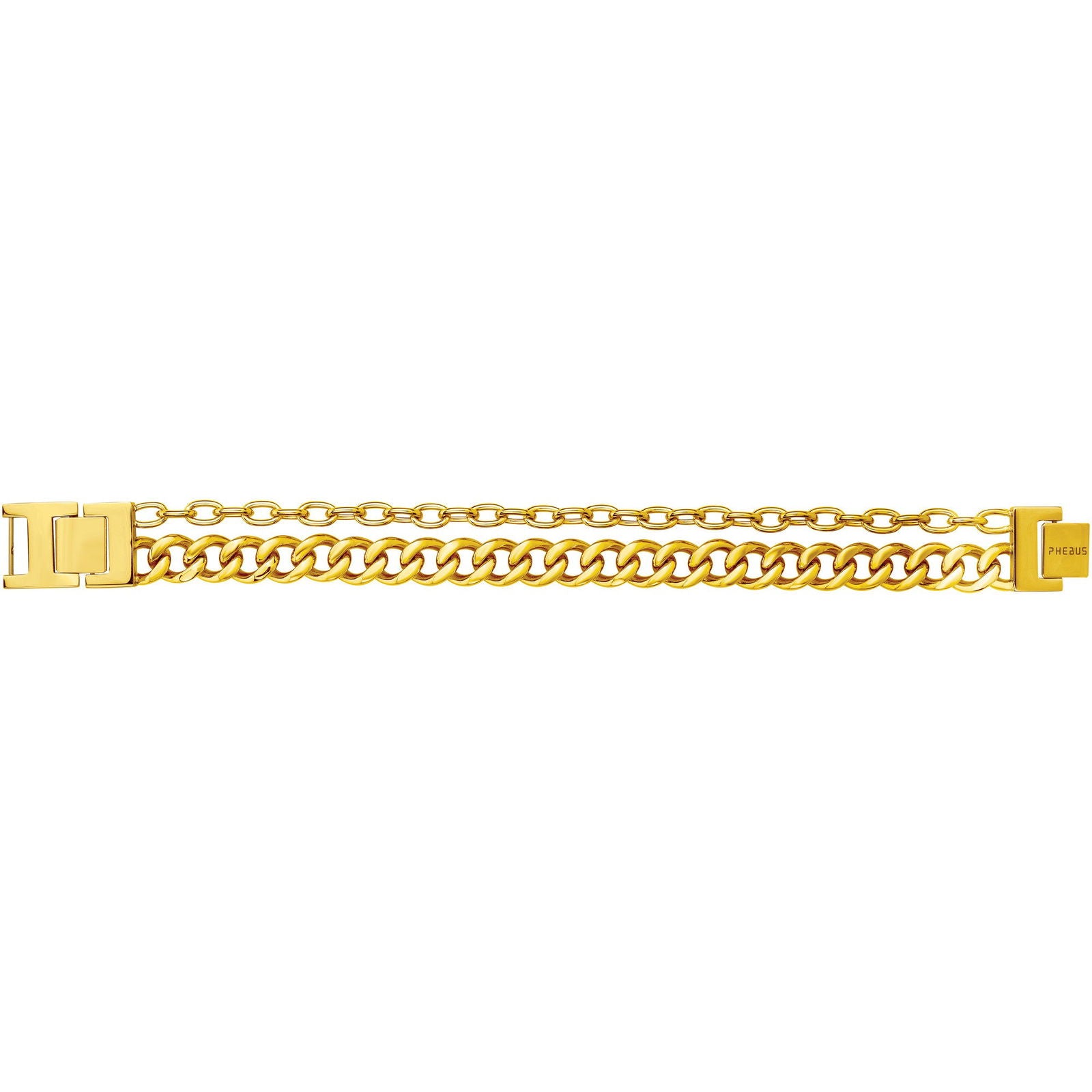 BRAC.ACIER PVD JAUNE DOUBLE CHAINE-18,5+1,5CM