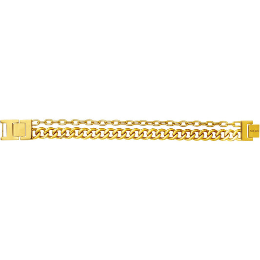 BRAC.ACIER PVD JAUNE DOUBLE CHAINE-18,5+1,5CM