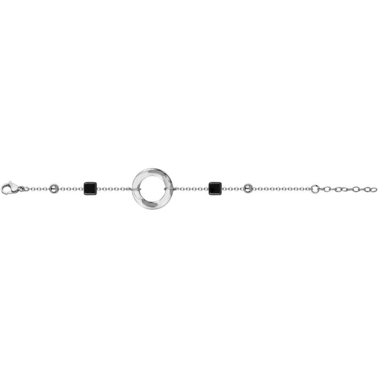 BRAC.CERCLE ONDULE ACIER/CUBE CERA.NOIRE 17+3CM