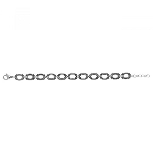 BRAC.OVALES CERAM.NOIRE ET LIENS ACIER X 16+2CM