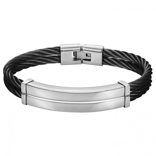 BRAC. AC. CABLES NOIRS ET PLAQUE ACIER 19+1.5CM
