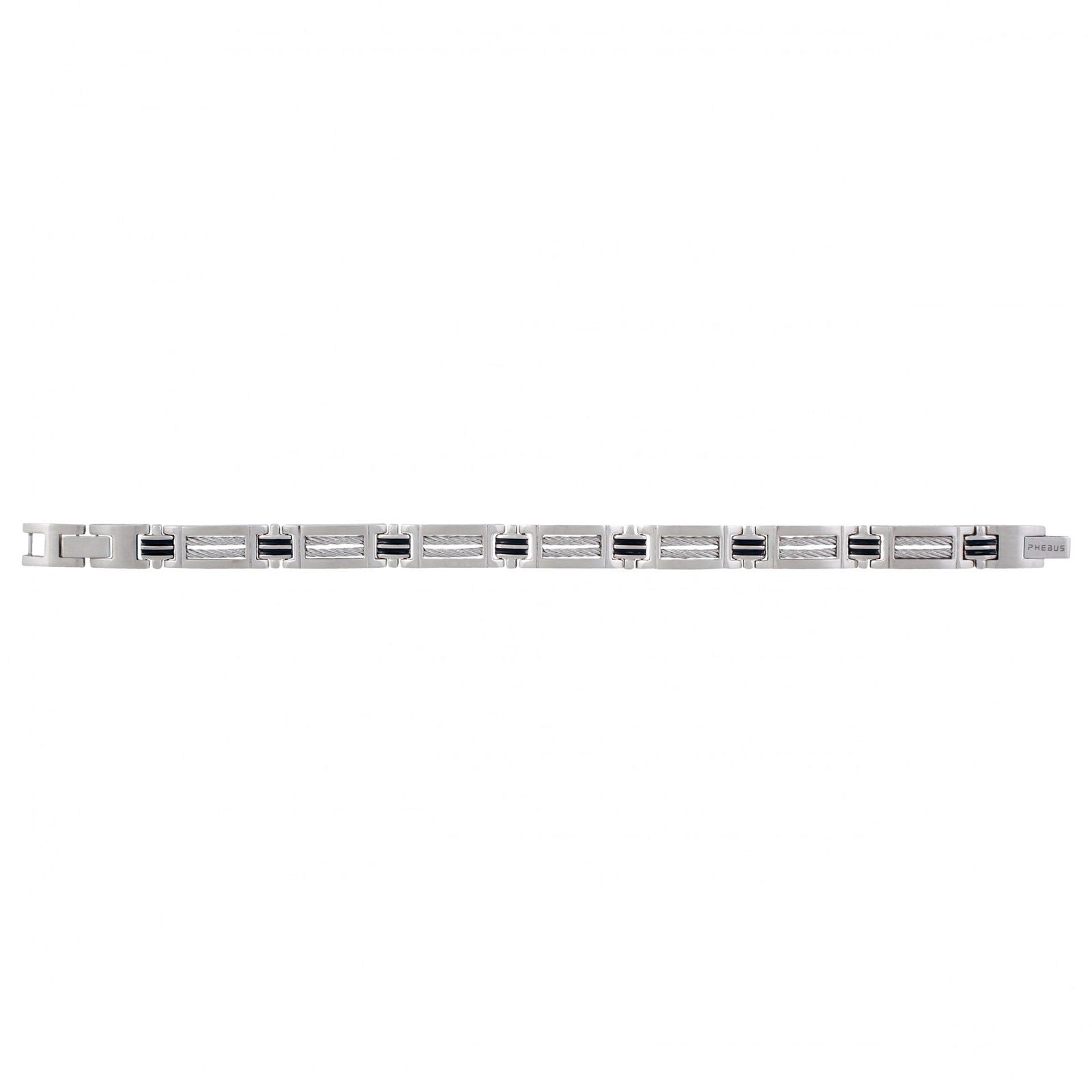 BRAC. ACIER CABLE LAQUE NOIRE PETITS MAILLONS 20+1.5CM