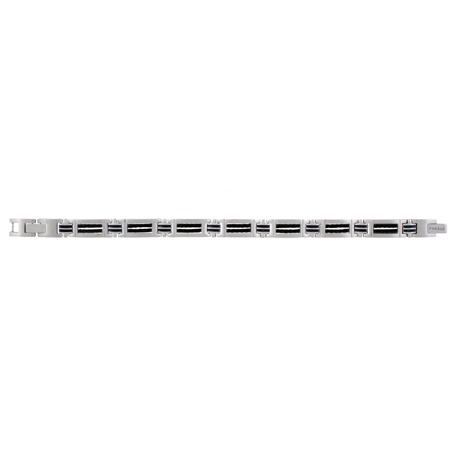 BRAC. ACIER CABLE NOIR LAQUE NOIRE PETITS MAILLONS 20+1.5CM