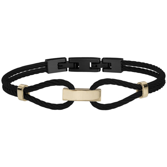 BRAC. ACIER CABLE PVD JAUNE NOIR 55*65MM