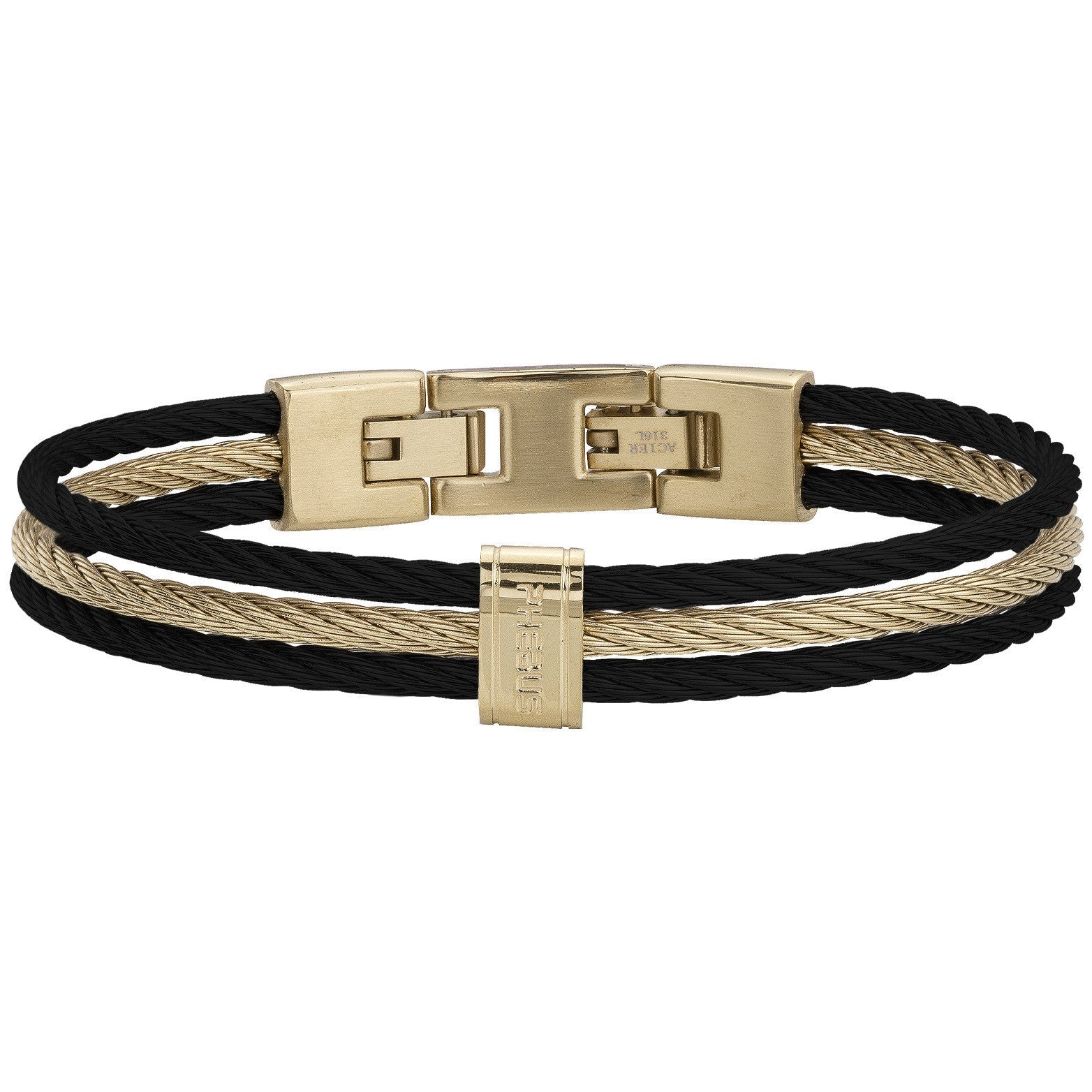 BRAC. ACIER CABLE PVD NOIR GOLD 50*60