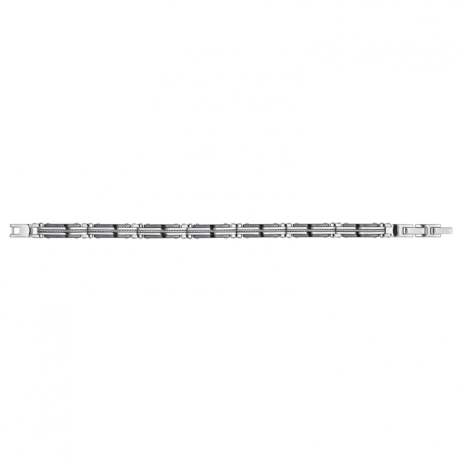 BRAC. ACIER CERAMIQUE NOIRE ET FIL TORSADE 19.5+1.5CM