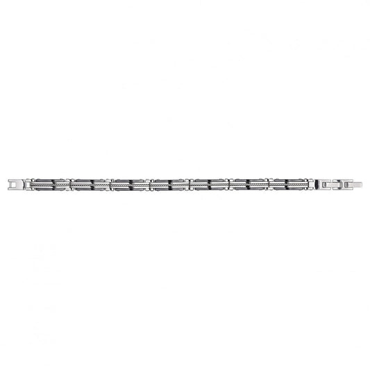 BRAC. ACIER CERAMIQUE NOIRE ET FIL TORSADE 19.5+1.5CM