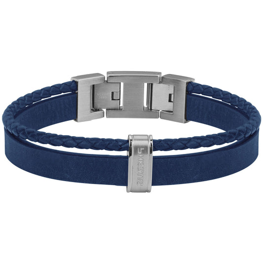 BRAC. ACIER, CUIR DE VACHE ET MICROFIBRE BLEU-19+1,5CM