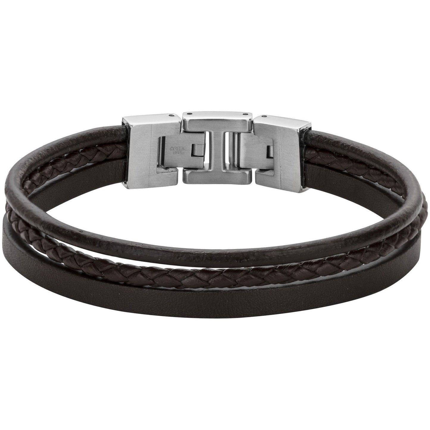 BRAC. ACIER CUIR SYN + CUIR VACHETTE + MICROFIBRE MARRON 20+1.5cm