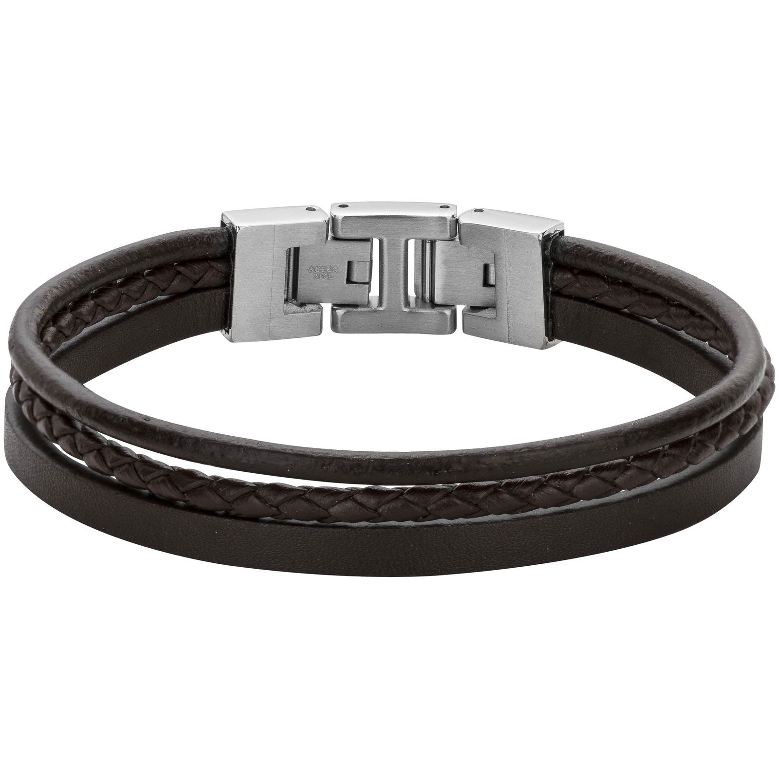 BRAC. ACIER CUIR SYN + CUIR VACHETTE + MICROFIBRE MARRON 20+1.5cm