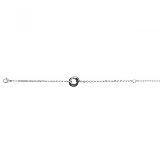 BRAC. ACIER ET ANNEAUX CERAM.NOIRE ENTRELACE 16+3CM