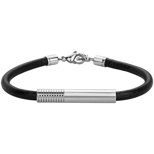 BRAC. ACIER ET CUIR DE VACHETTE-19,5+2CM