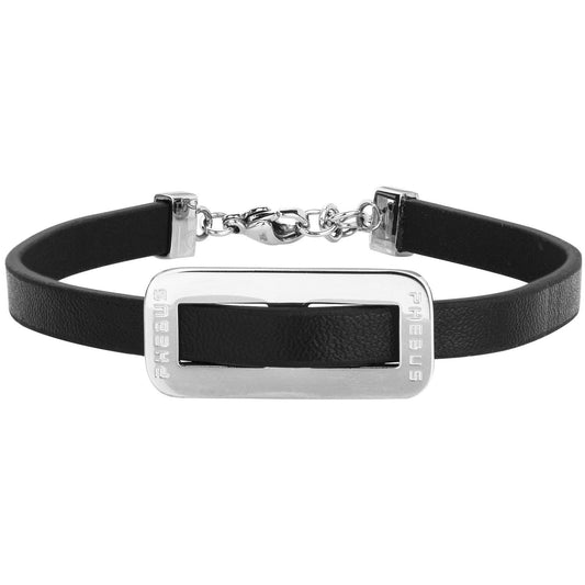 BRAC. ACIER ET CUIR NOIR-18+2CM