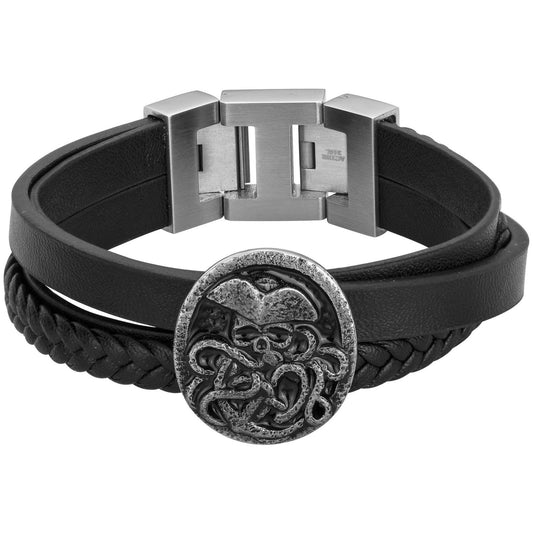 BRAC. ACIER ET CUIR NOIR-20+1,5CM