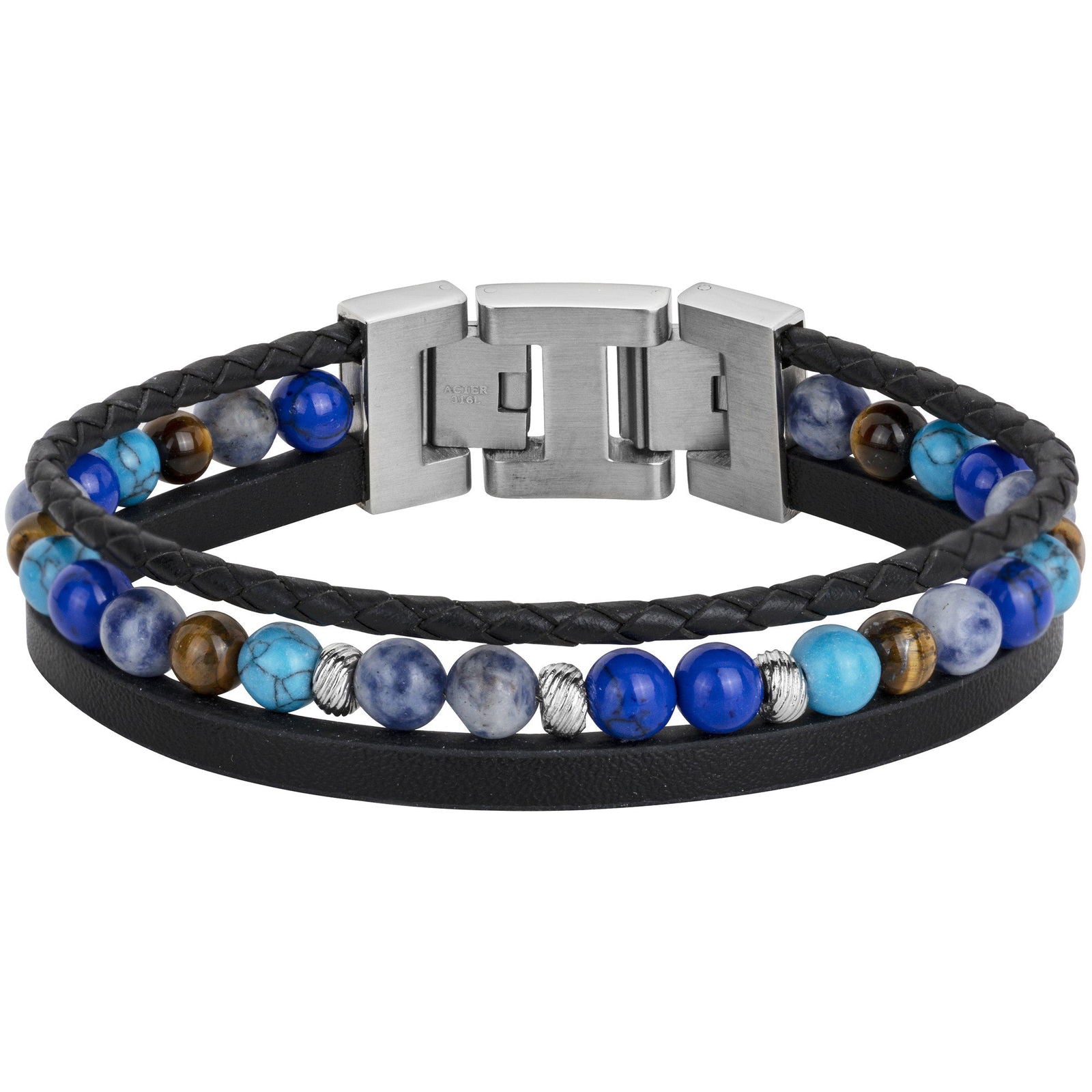 BRAC. ACIER ET LAPIS LAZULI SYNTHETIQUE-19+1,5CM