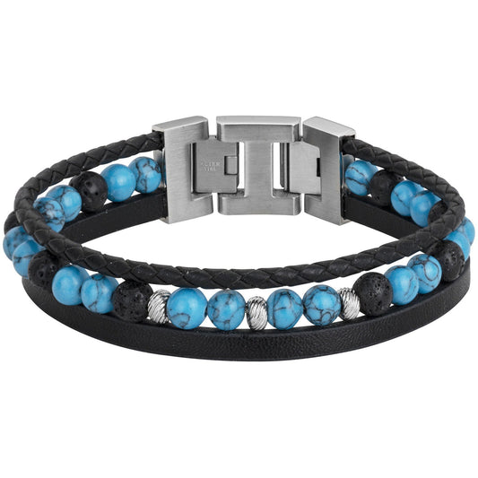 BRAC. ACIER ET TURQUOISE SYNTHETIQUE-19+1,5CM