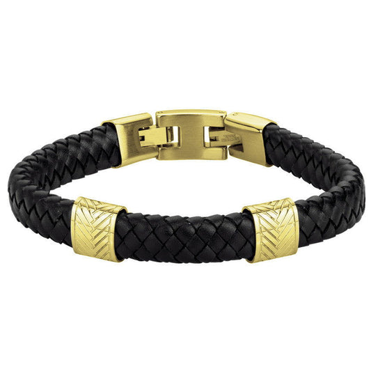 BRAC. ACIER IPG CUIR NOIR 19.5+1.5CM