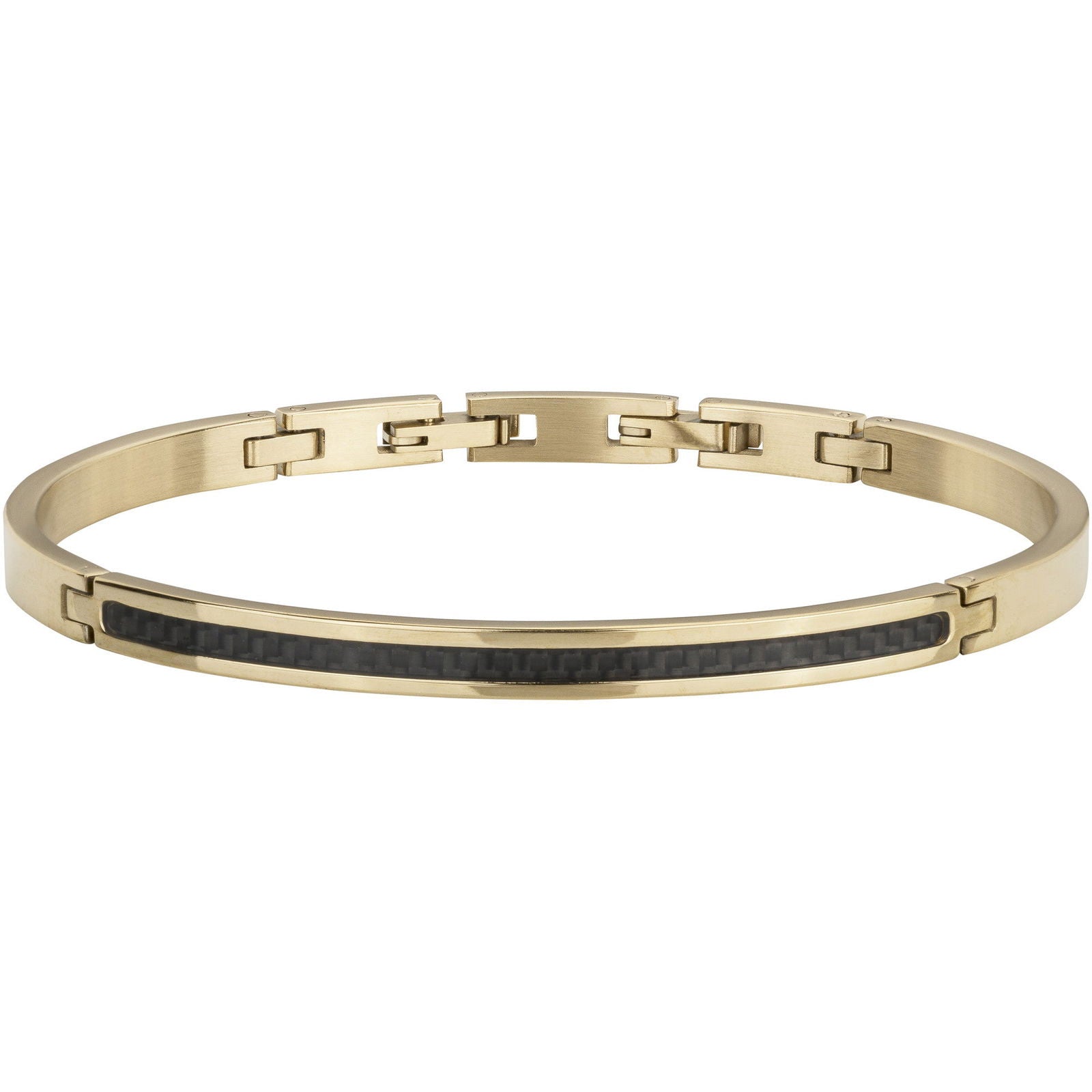BRAC. ACIER PVD JAUNE CARBONE NOIR 17.5+1.5CM