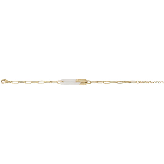 BRAC. ACIER PVD JAUNE CERAMIQUE BLANCHE 17+3CM