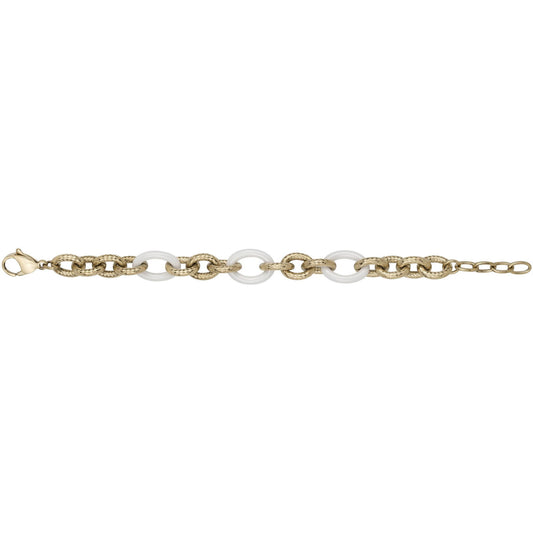 BRAC. ACIER PVD JAUNE CERAMIQUE BLANCHE 18+3CM