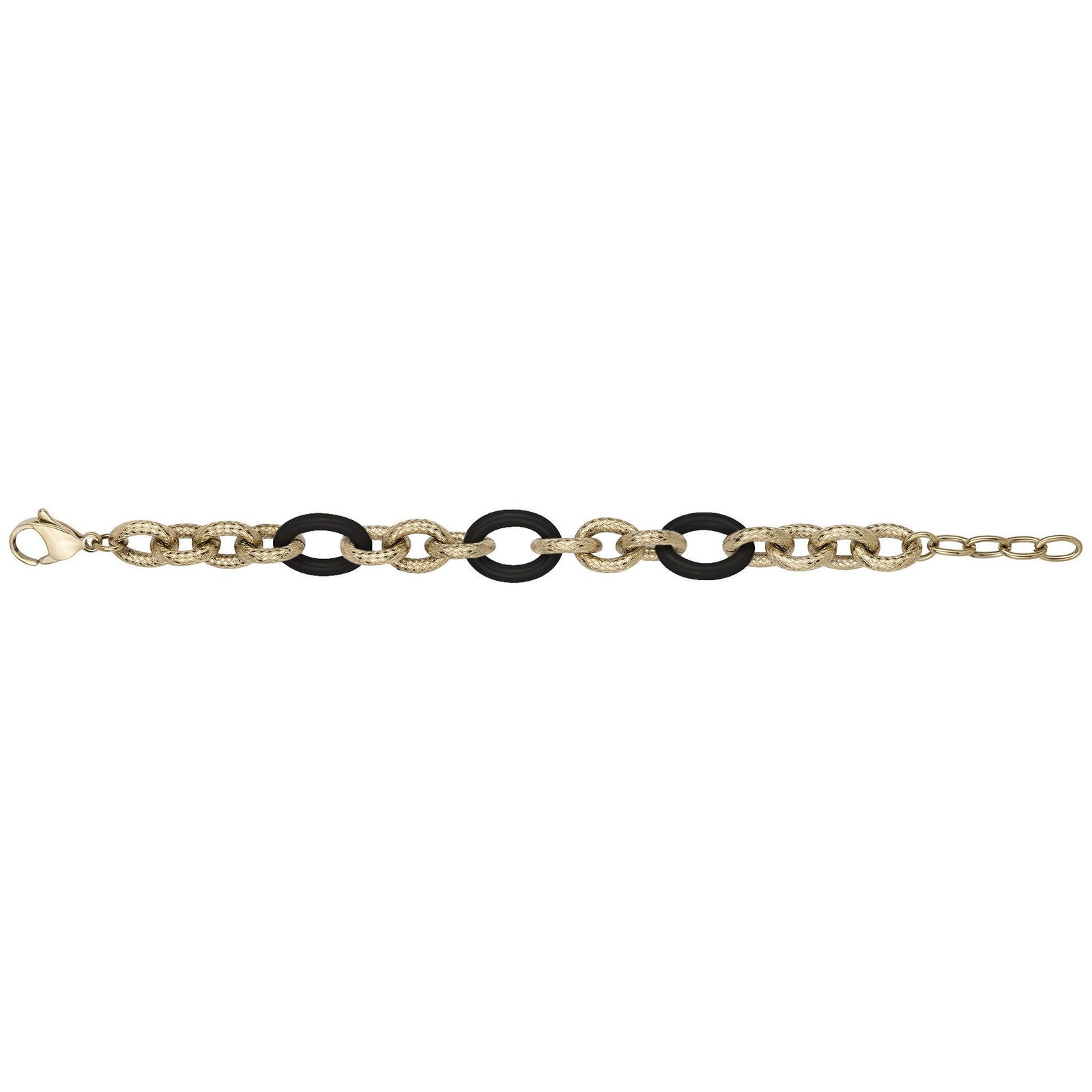 BRAC. ACIER PVD JAUNE CERAMIQUE NOIER 18+3CM