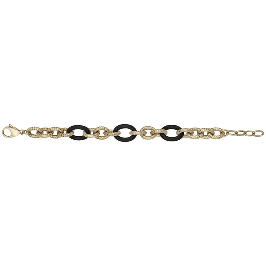 BRAC. ACIER PVD JAUNE CERAMIQUE NOIER 18+3CM