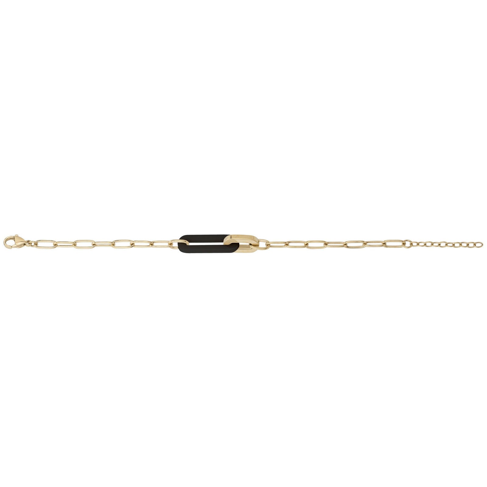 BRAC. ACIER PVD JAUNE CERAMIQUE NOIRE 17+3CM